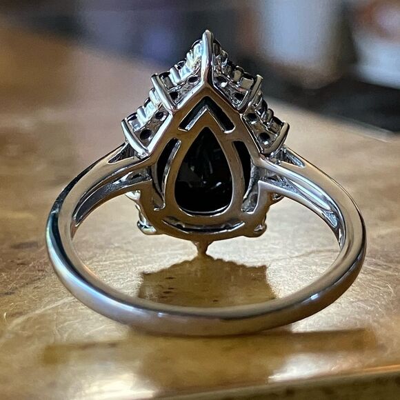 Natural Black Spinel Sterling Silver Ring Size 6 - Picture 5 of 10